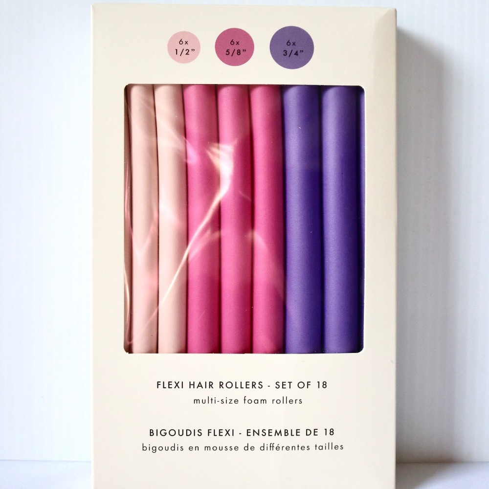 NWT Set of 18 Flexible Hair Rollers Curlers Multi Colour & Size Sealed Box